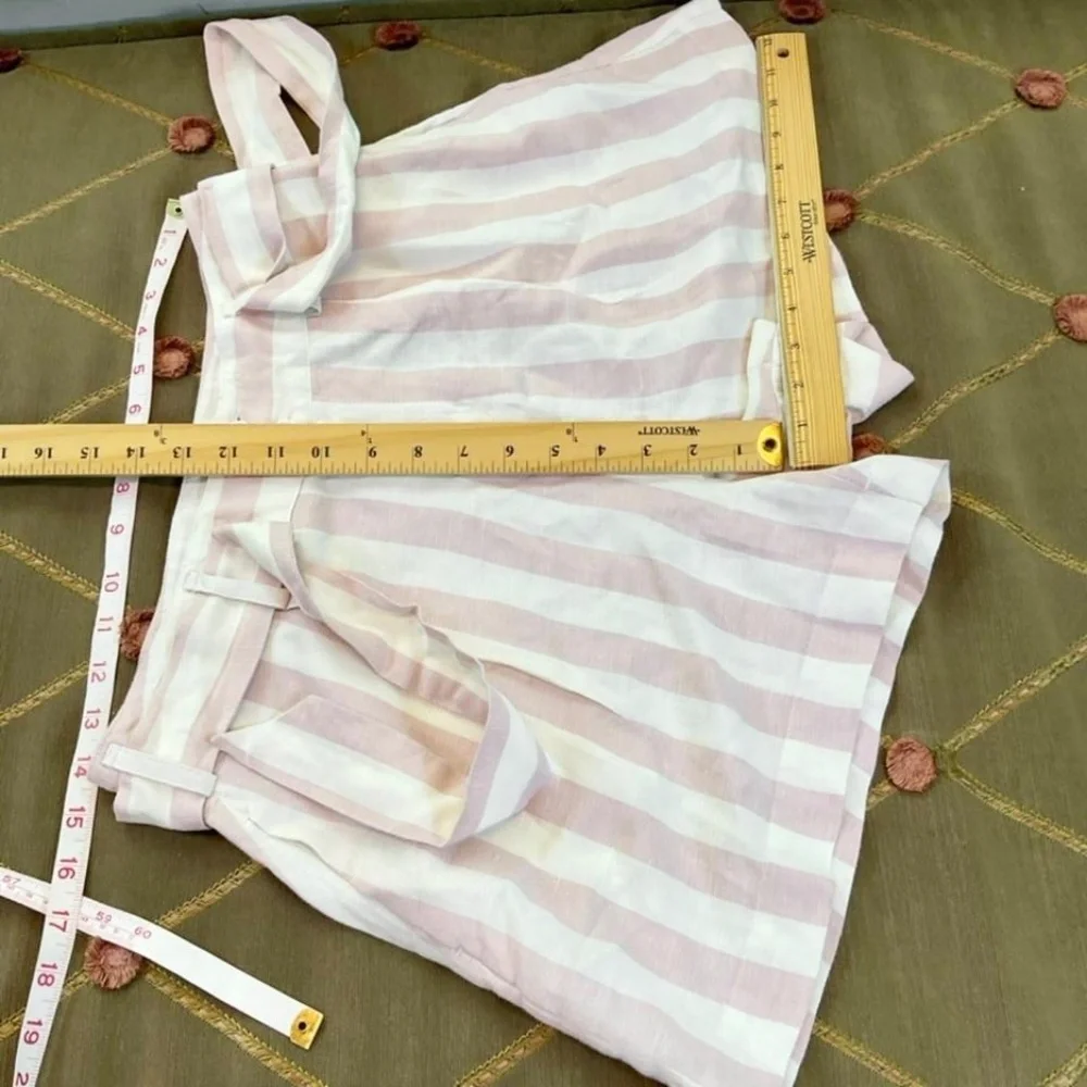 Rails Shorts Striped Rayon Linen Belted High Rise Pink White (M)